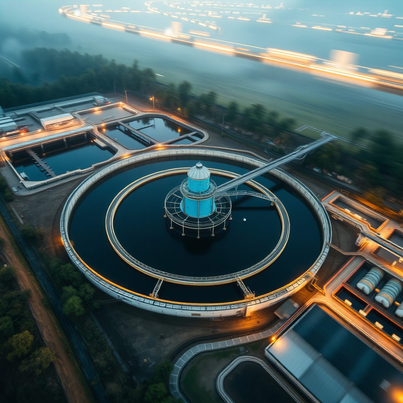 Planta de tratamiento de agua vista desde el aire